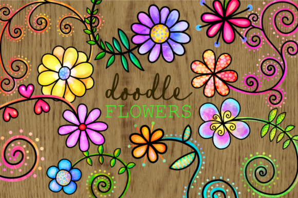 Download Hand Drawn Doodle Watercolor Flowers - Premium Resources