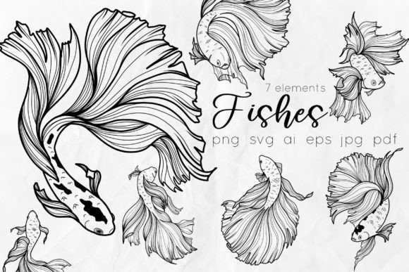 Download Fishes SVG Line Art Illustration - Fishes Collection