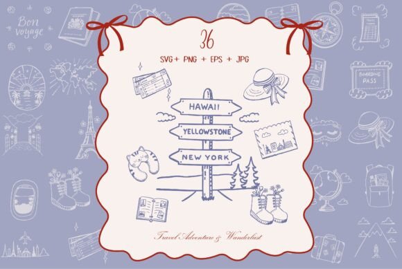 Download Vintage Travel Adventure Journey Doodles - Doodle Collection