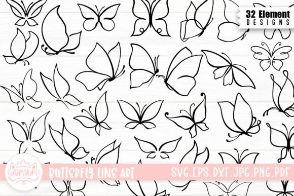 Download Butterfly Doodle LineArt Clipart Bundle - Doodle Collection