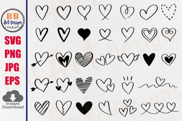 Download Heart SVG Bundle Heart Doodle Hand Drawn - Doodle Collection