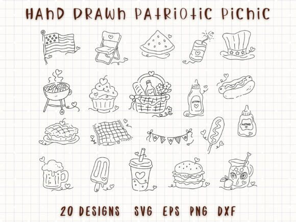Download Hand Drawn 4th of July Picnic Doodle - Doodle Collection