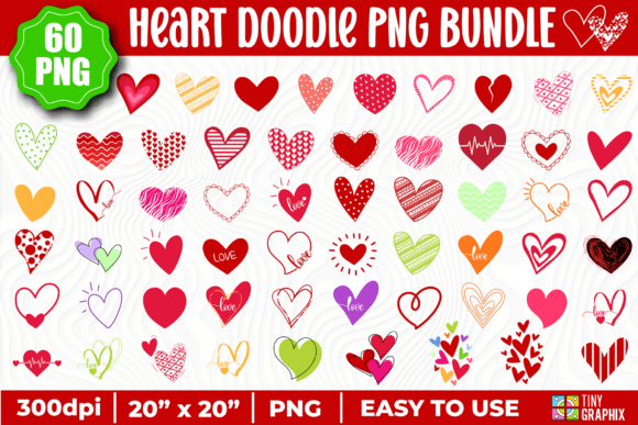 Download HEART DOODLE PNG BUNDLE -HEART PNG - Doodle Collection