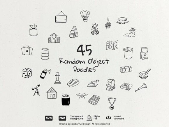Download Random Object Doodle Clipart Bundle - Doodle Collection