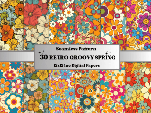 Download Seamless Retro Groovy Spring Pattern - Premium Resources