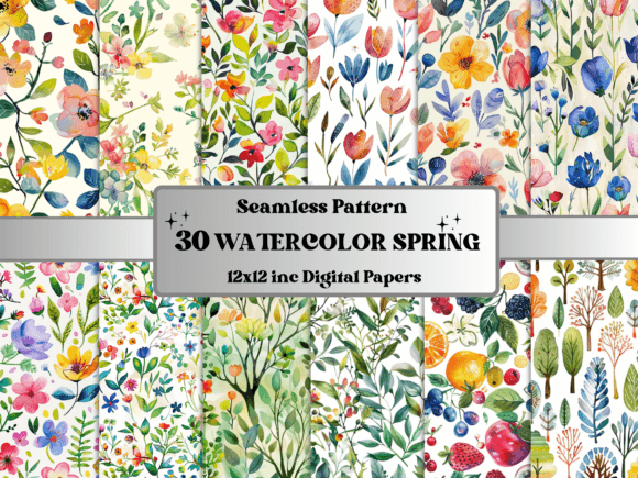 Download Seamless Watercolor Spring Pattern Paper - Premium Resources