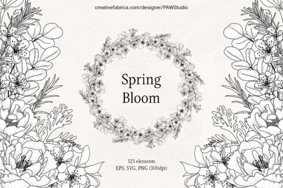 Download Floral LineArt Flower Frame Monogram - Lineart Collection