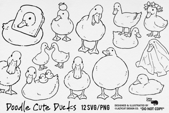 Download Duck Doodle Illustration SVG PNG Bundle - Doodle Collection
