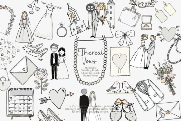 Download Minimalist Wedding Doodle Clipart Png - Doodle Collection