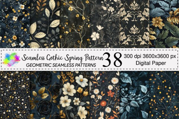 Download Seamless Gothic Spring Pattern - Spring pattern Collection