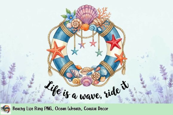 Download Beachy Life Ring PNG, Ocean Wreath, Coastal Decor - Coastal decor Collection