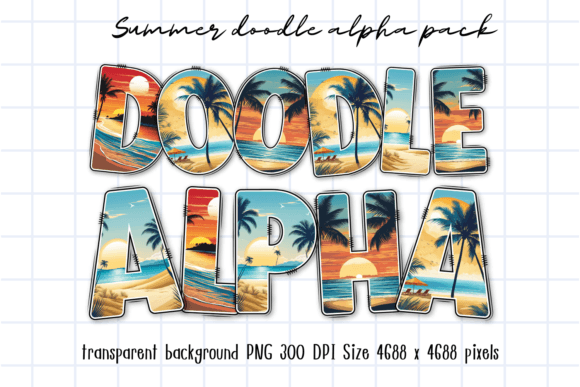 Download Summer Vacation Sea Beach Doodle Letters - Doodle Collection