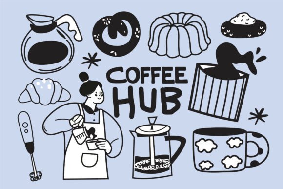 Download Coffee &amp; Bakery Doodles Vector Clipart - Doodle Collection